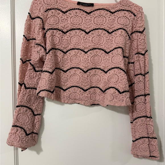 Zara Pink and Black Lace Blouse - Picture 1 of 4
